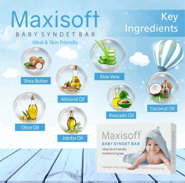 Maxisoft Baby Syndet Bar - Soap (pH 5.5) - 75 gm - Image 2