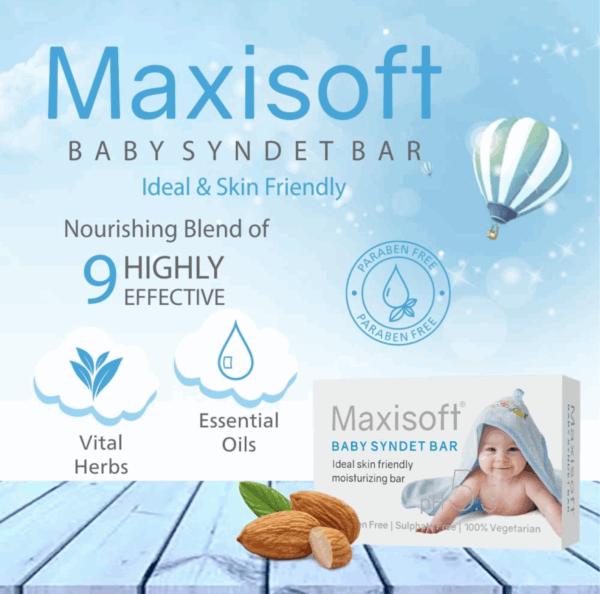 Maxisoft Baby Syndet Bar - Soap (pH 5.5) - 75 gm - Image 3